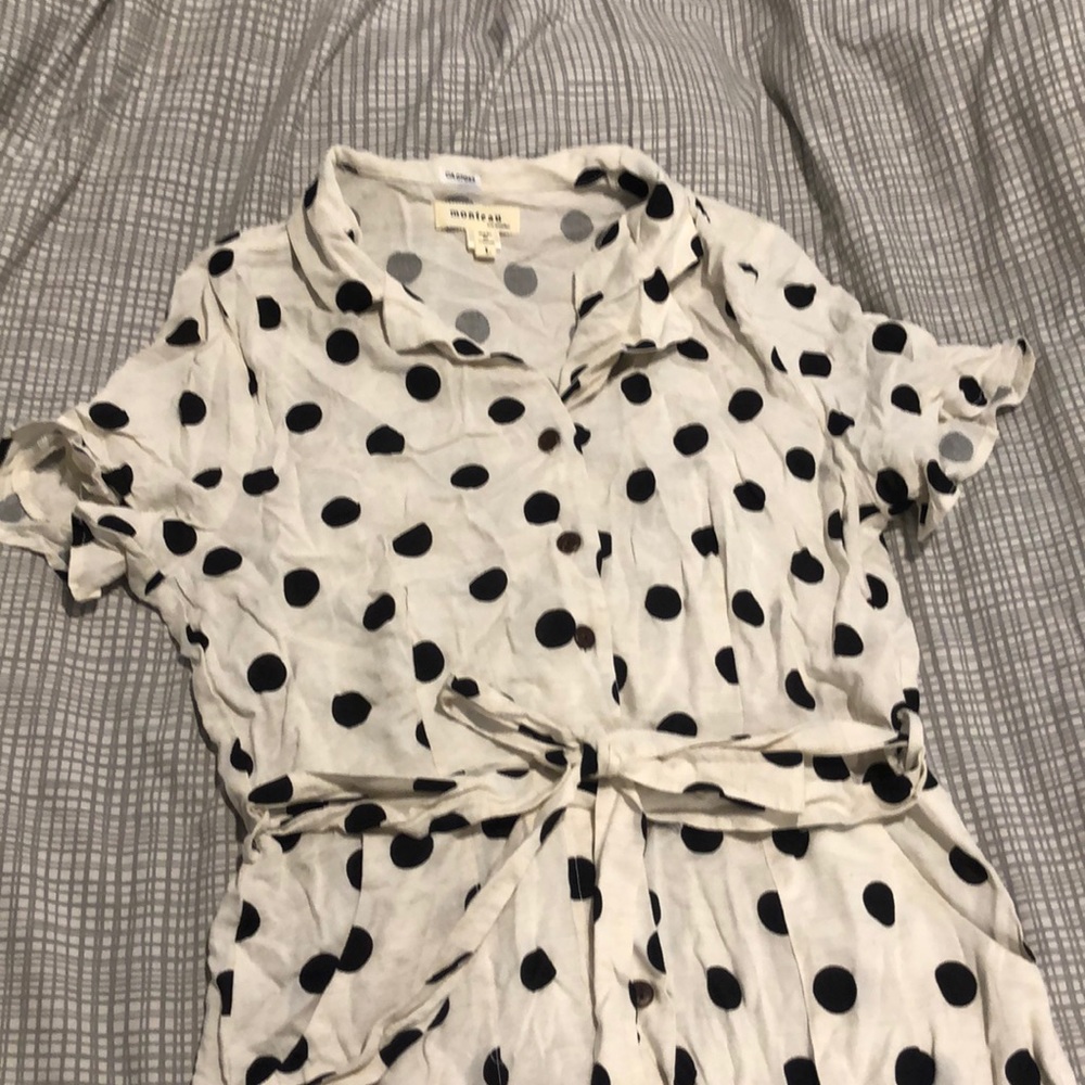 Polka dot button down midi dress